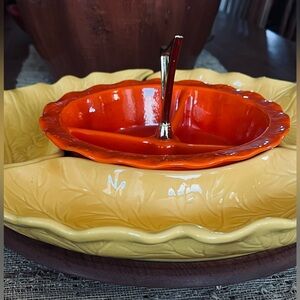 Vintage 5 piece California Pottery Diam Lazy Susan Condiment Set